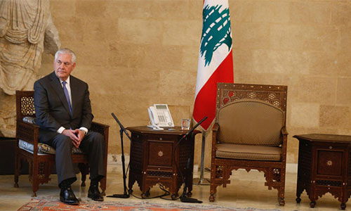 Rex Tillerson espera en el palacio presidencial Presidente del parlamento libanés rechaza propuesta de EEUU